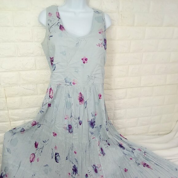 Vintage 90s 2-pc Set Floral Tank Dress & Cardigan Sweater Knit Linen Cotton M/L - Picture 11 of 15